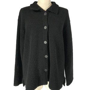 Coldwater Creek Women's Size XL** Black Wool Blend Button Front Jacket